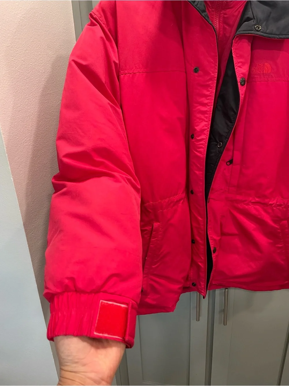 The North Face vintage Red Puffer Jacket with Black Collar